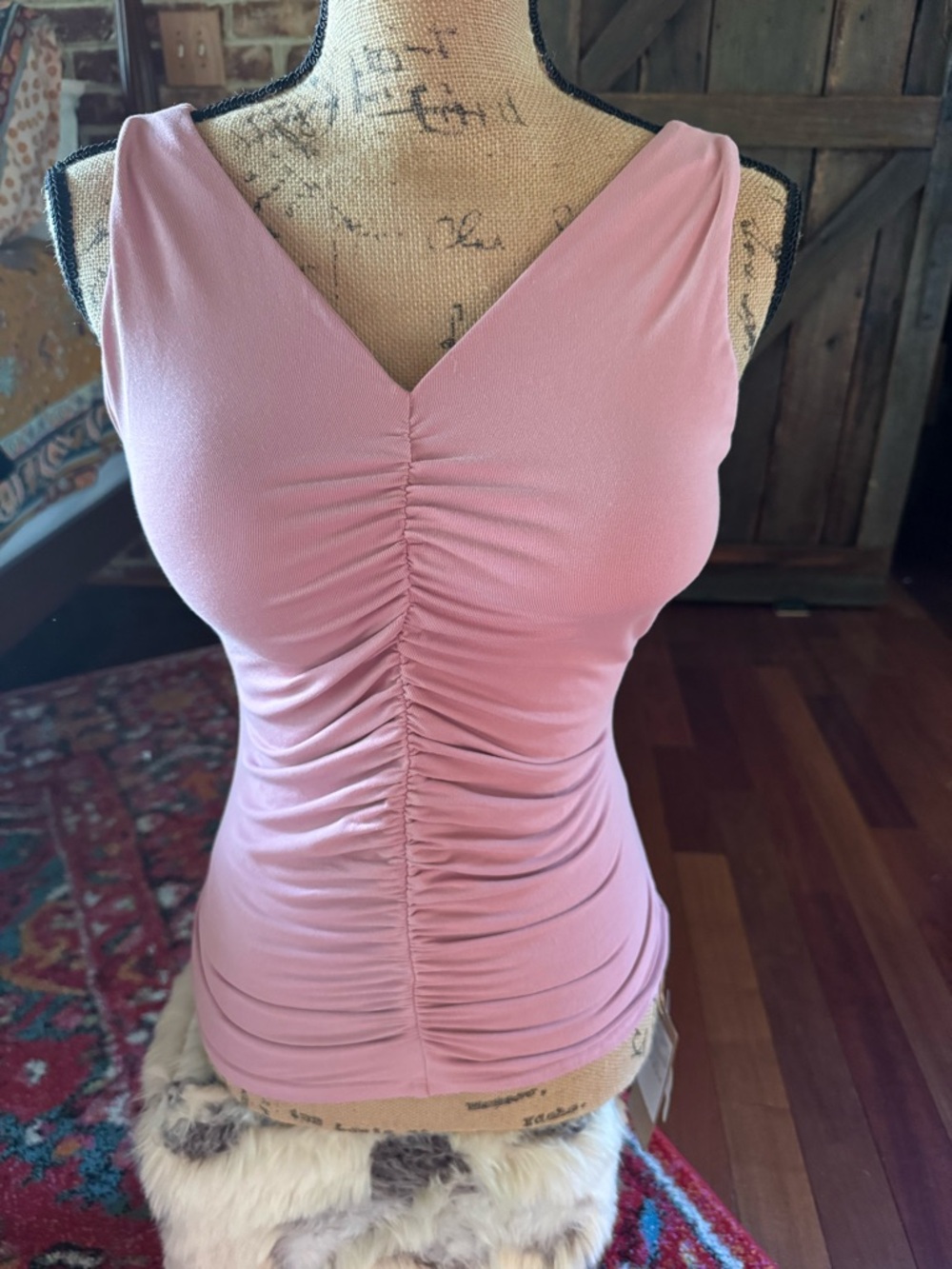 OGL TANK WITH GATHERING DOWN FRONT AND BACK MUTED PINK NWT